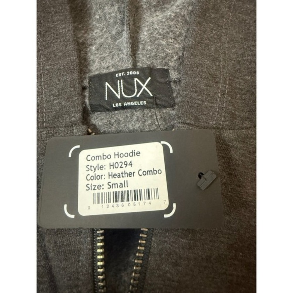 NUX Los Angeles Combo Hoodie Heather Grey Colorblock Full Zip Sweatshirt H0294 S - Picture 2 of 2
